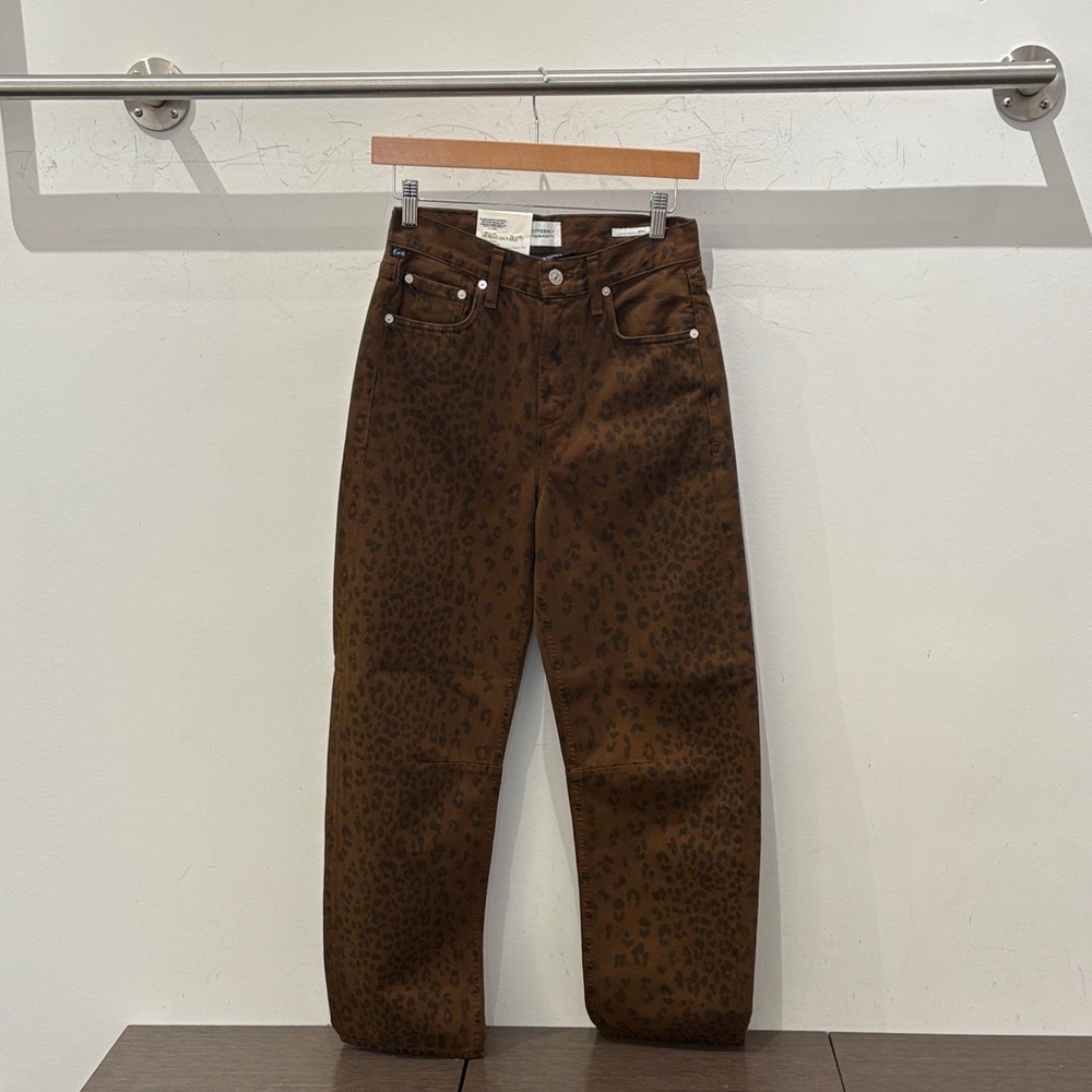 Citizens Of Humanity Miro Relaxed Brown Animal Print Jeans sz 23,24,27 NWT 29”